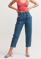 Bayan Mavi Yüksek Bel Slouchy Pantolon