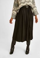 Bayan Siyah Kemerli Pileli Etek