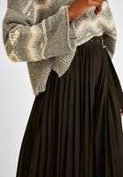 Bayan Siyah Kemerli Pileli Etek