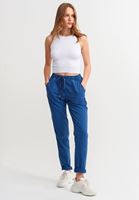 Bayan Lacivert Beli Lastikli Havuç Pantolon ( TENCEL™ )