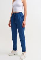 Bayan Lacivert Beli Lastikli Havuç Pantolon ( TENCEL™ )