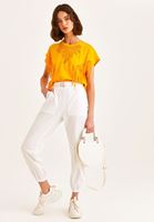 Women White High Rise Jogger Pants (TENCEL ™)