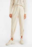 Bayan Krem Yüksek Bel Çıtçıt Detaylı Pantolon  ( TENCEL™ )