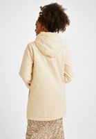 Bayan Krem Cep Detaylı Kapüşonlu Kaban