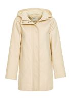 Bayan Krem Cep Detaylı Kapüşonlu Kaban