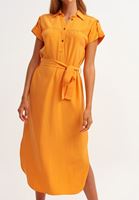 Bayan Turuncu Midi Boy Elbise