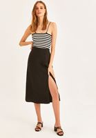 Bayan Siyah Yırtmaçlı Midi Boy Etek ( TENCEL™ )