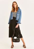 Bayan Siyah Yırtmaçlı Midi Boy Etek ( TENCEL™ )