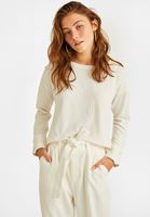Bayan Krem Düğme Detaylı Bluz