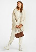 Bayan Krem Düğme Detaylı Bluz