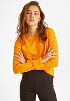 Bayan Turuncu Düğme Detaylı Bluz