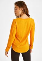 Bayan Turuncu Düğme Detaylı Bluz