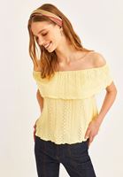 Bayan Sarı Kayık Yaka Bluz