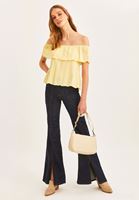Bayan Sarı Kayık Yaka Bluz