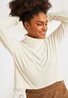 Women Cream Roll Neck Pullover