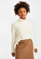 Women Cream Roll Neck Pullover