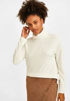 Women Cream Roll Neck Pullover