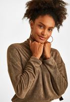 Bayan Kahverengi Büzgü Detaylı Bluz