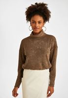 Bayan Kahverengi Büzgü Detaylı Bluz