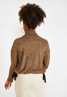 Bayan Kahverengi Büzgü Detaylı Bluz