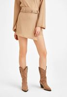 Bayan Bej Kemer Detaylı Şort Etek