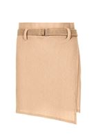 Bayan Bej Kemer Detaylı Şort Etek