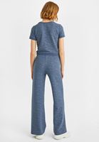 Bayan Mavi Yüksek Bel Jakarlı Bol Pantolon