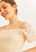 Bayan Bej Kayık Yaka Midi Boy Elbise