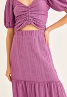 Bayan Pembe Fırfır Detaylı Uzun Etek