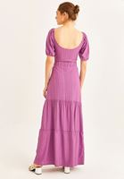 Bayan Pembe Fırfır Detaylı Uzun Etek