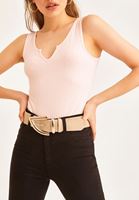 Bayan Bej Toka Detaylı Kemer