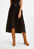 Bayan Siyah Kemer Detaylı Midi Boy Etek