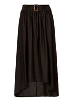 Bayan Siyah Kemer Detaylı Midi Boy Etek