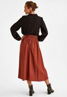 Bayan Kahverengi Kemer Detaylı Midi Boy Etek