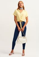 Bayan Sarı Beli Bağlamalı Crop Gömlek