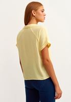 Bayan Sarı Beli Bağlamalı Crop Gömlek