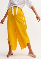 Bayan Sarı Kuşaklı Culotte Pantolon