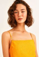 Bayan Sarı İnce Askılı Midi Boy Elbise