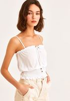 Bayan Beyaz Beli Gipeli Askılı Atlet