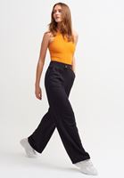 Bayan Siyah Yüksek Bel Bol Paça Pantolon