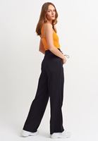 Bayan Siyah Yüksek Bel Bol Paça Pantolon