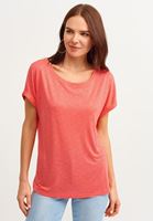 Bayan Kırmızı Bot Yaka Tişört