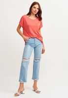 Bayan Kırmızı Bot Yaka Tişört