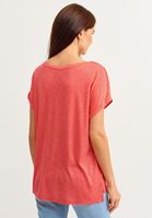 Bayan Kırmızı Bot Yaka Tişört