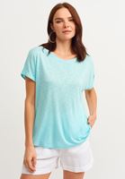 Bayan Mavi Bot Yaka Tişört