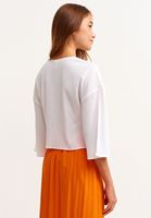 Bayan Beyaz Nakışlı Bohem Crop Bluz