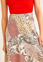 Bayan Çok Renkli Asimetrik Detaylı Midi Etek