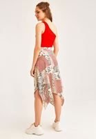 Bayan Çok Renkli Asimetrik Detaylı Midi Etek