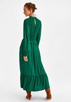 Bayan Yeşil Dik Yaka Uzun Elbise