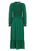 Bayan Yeşil Dik Yaka Uzun Elbise